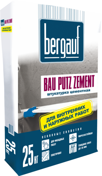 Штукатурка цементная, 25 кг Bergauf Bau Putz Zement (1п/56 шт) Штукатурка цементная, 25 кг Bergauf Bau Putz Zement (1п/56 шт)