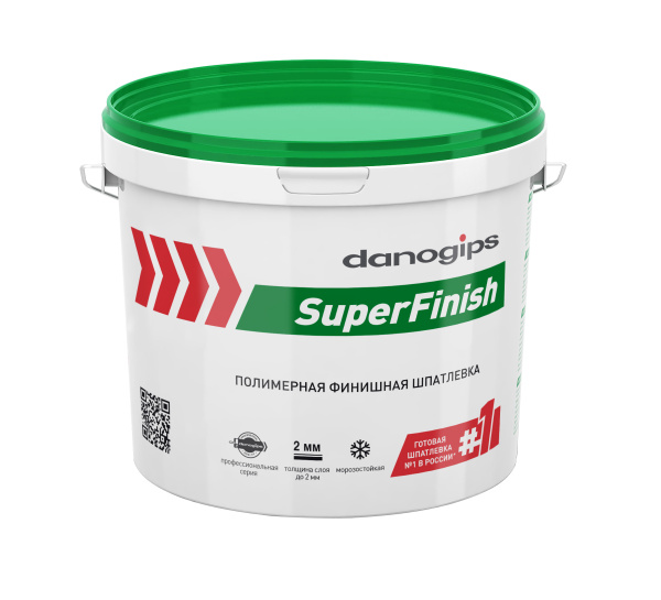 Шпатлевка полимерная белая для внутренней отделки, пастообразная Danоgips SuperFinish, 24кг