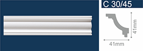 Плинтус потолочный С30/45 Белый/ 41х41х2000