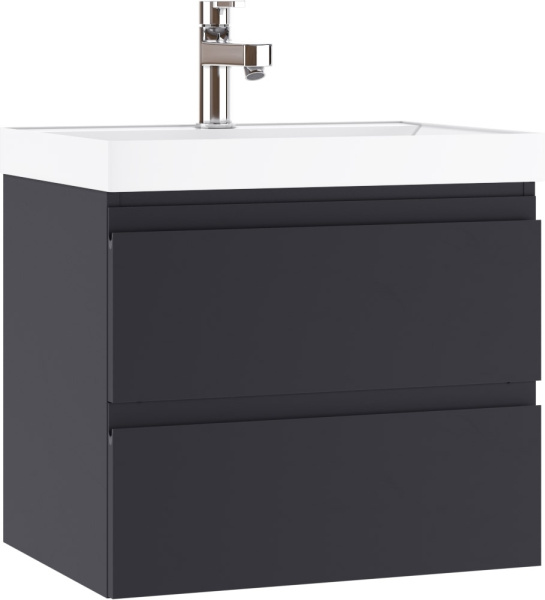 Тумба подвесная под умывальник "Classica 60" Graffo графит матовый В2 Домино DGr2111T
