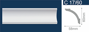 Плинтус потолочный С17/60 Белый / 60х58х2000