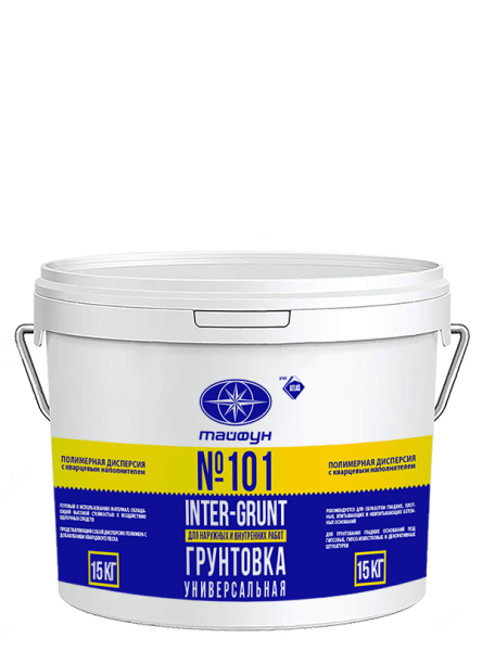 Грунтовка универсальная д нар/внутр.работ, полимер., однокомп., дисперсия INTER-GRUNT (15кг) Тайфун Мастер№101, 15кг