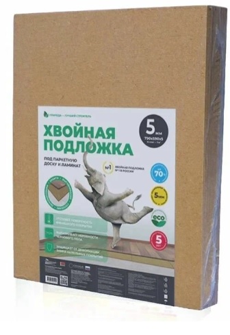 Плита теплоизоляционная из древесного волокна БЕЛТЕРМО Under floor 250 кг/м3  790х590х5 мм (6,9915 м2/уп)