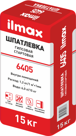 Шпатлевка белая для внутренних работ Ilmax 6405. 15кг.