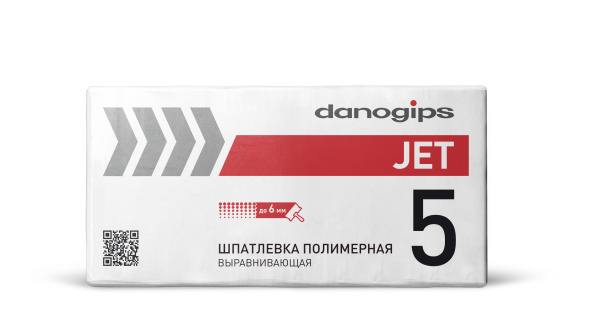Шпатлевка полимерная белая для внутренней отделки, сухая смесь Danоgips Jet 5, 25кг
