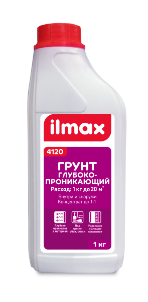 Грунтовка полимерная для наруж.и внутрен.отделки (1:1) Ilmax 4120, 1кг