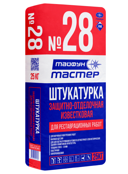 Защитно-отд.штукатурка известковая Тайфун Мастер №28, 25кг
