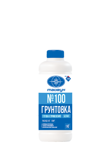 Грунтовка глуб.проник, для нар/внутр. раб.полимер, однокомпонент.дисперсия, "Акрил. укрепляющ" Тайфун Мастер№100, 1кг