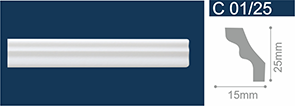 Плинтус потолочный С01/25 Белый 25х15х2000