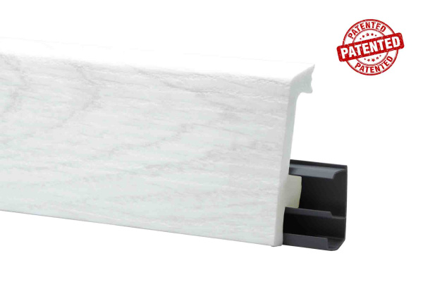 Плинтус HDPS напольный WINART PRO универсальный монтаж с тиснением 80мм, 2,0м Quadro Pro Акация Белая WP042