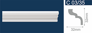 Плинтус потолочный С03/35 Белый 32х32х2000