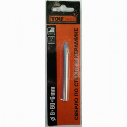 01_0222736 СВЕРЛО ПО СТЕКЛУ/КЕР.ПЛИТКЕ  8Х80ММ YOURTOOLS КИТАЙ