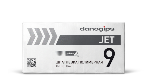 Шпатлевка полимерная белая для внутренней отделки, сухая смесь Danоgips Jet 9, 20кг