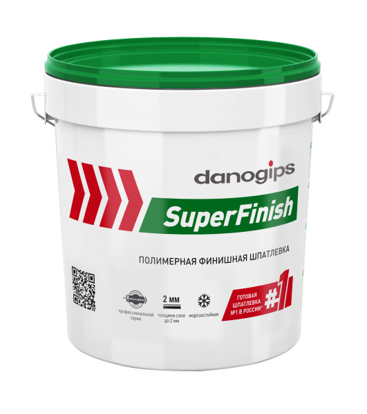 Шпатлевка полимерная белая для внутренней отделки, пастообразная Danоgips SuperFinish, 18,1кг