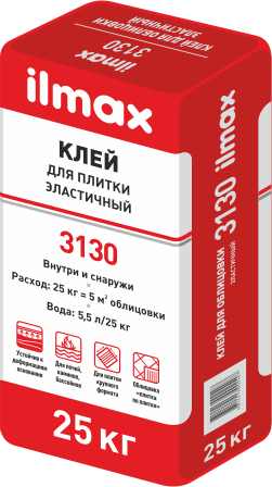 Клей для плитки эластичный ilmax 3130, 25 кг