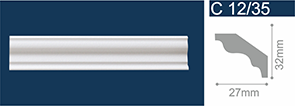 Плинтус потолочный С12/35 Белый 32х27х2000