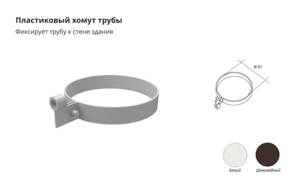 Хомут трубы ПВХ Grand Line стандарт белый