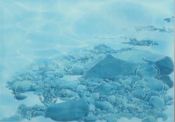 Плитка кер. глаз. для стен фризовые 250х350 ВК Лазурь корабль 9 бирюз.