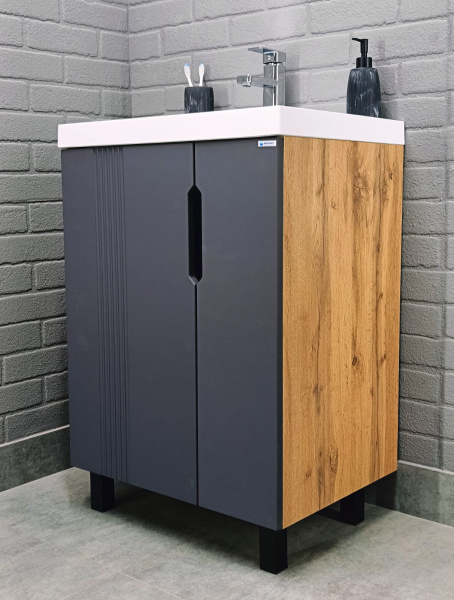 Тумба под умывальник "Bazis 60" Марта без ящика Дуб вотан Айсберг DA3502T