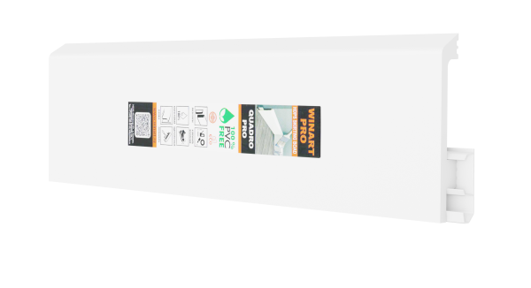 Плинтус HDPS напольный WINART PRO универсальный монтаж 80мм 2,0м Quadro белый