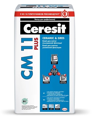 Ceresit CM11 Plus/ Растворная смесь сухая, облицовочная (для керамич.плитки и греса на недеформир.основ.), 25 кг