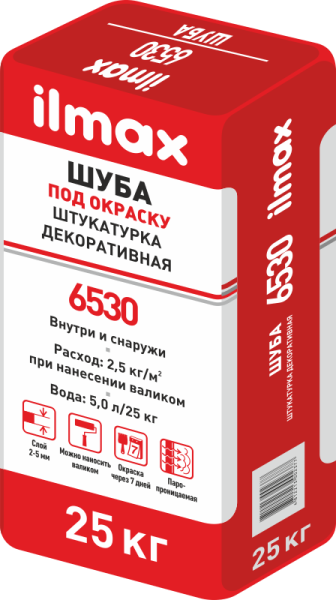 Штукатурка защитно-отделочная "шуба" белая (зерно 1мм) Ilmax 6530, 25 кг