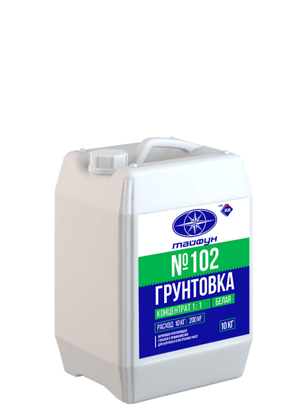 Грунтовка (конц) глуб. проникн., для наруж/внутр.раб, полимер, одноком,диспер.Акрил.укрепл(1:1),10кг Тайфун Мастер№102
