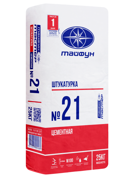 "Тайфун Мастер" №21 штукатурка цементная, меш. 25кг (1п/48шт)