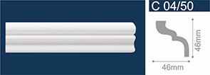 Плинтус потолочный С04/50 Белый/ 46х46х2000