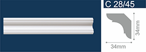 Плинтус потолочный С28/45 Белый/ 34х34х2000