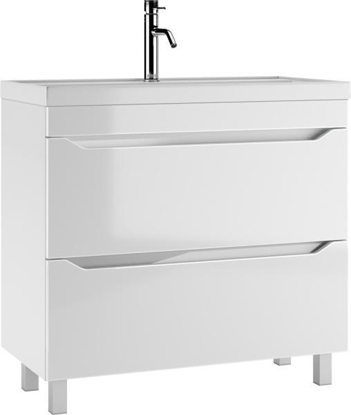 Тумба под умывальник "Bazis 90" Ева с двумя ящиками В2 Айсберг DA5909T