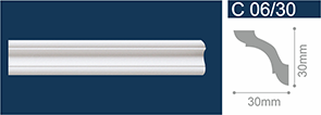 Плинтус потолочный С06/30 Белый / 30х30х2000