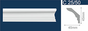 Плинтус потолочный С25/50 Белый/ 45х45х2000