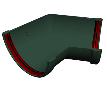 Угол желоба 135 град. унив. ПВХ Grand Line зелёный (RAL 6005)