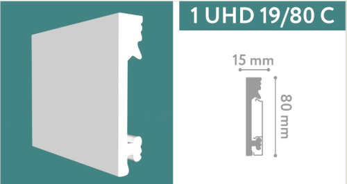 Плинтус напольный  1UHD 19/80С-СВ, белый, 2.0м (кор.10шт)