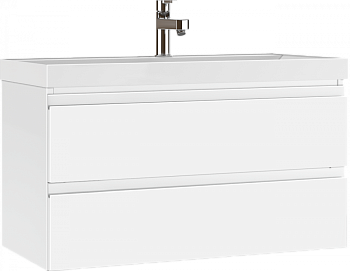 Тумба подвесная под умывальник "Bazis 100" Graffo белый глянец В2 Домино DGr2403T